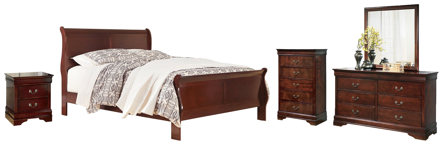 Alisdair  Sleigh Bed With Mirrored Dresser, Chest And Nightstand