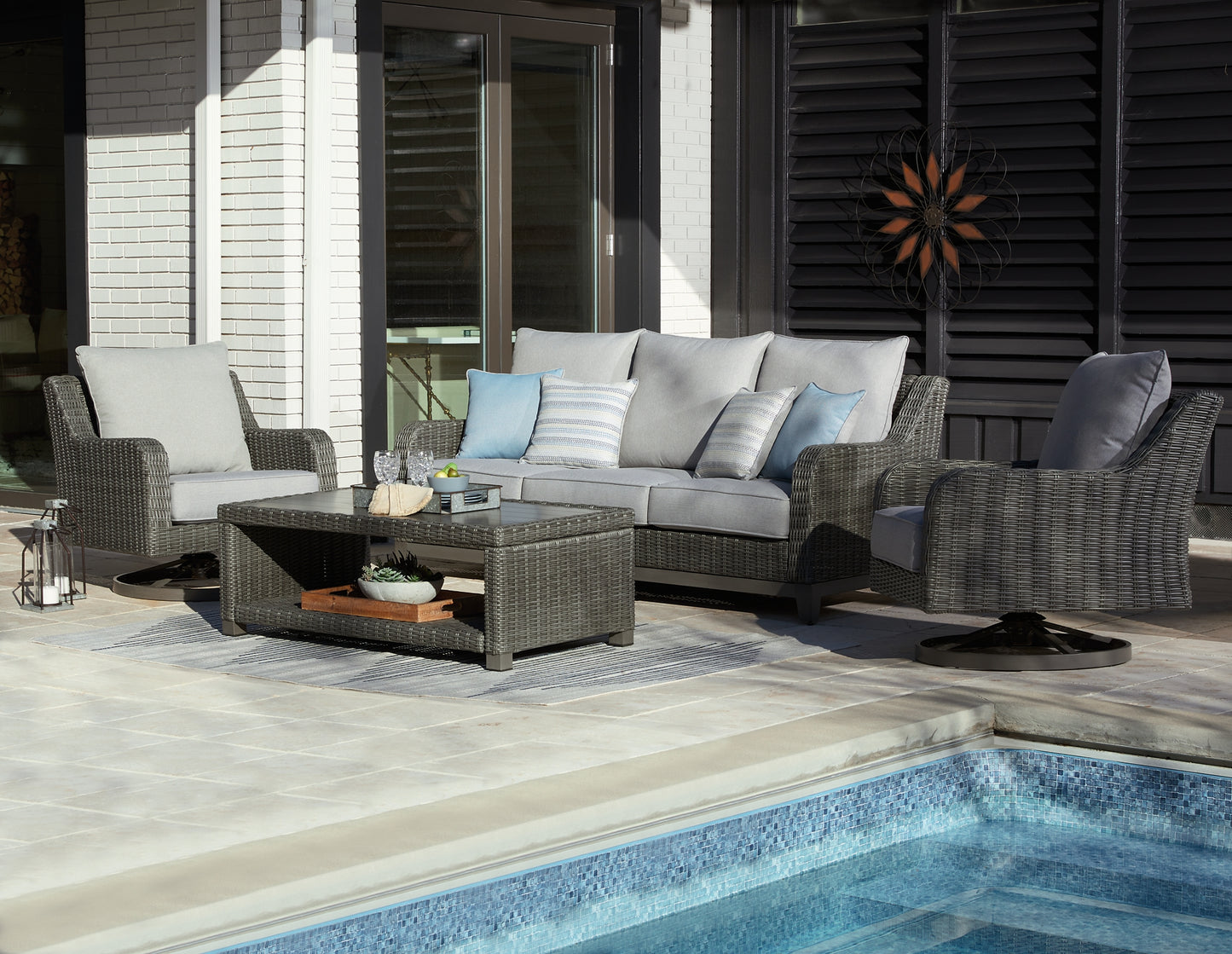 Elite Park Outdoor Sofa and 2 Chairs with Coffee Table