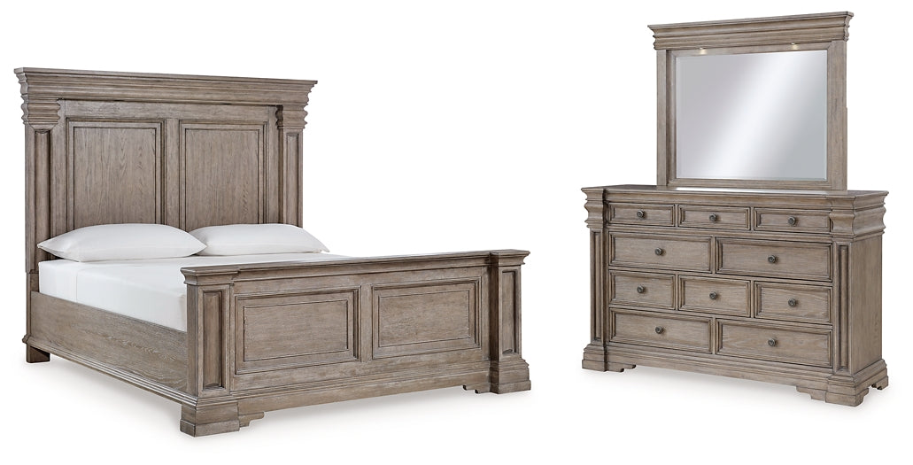 Blairhurst King Panel Bed with Mirrored Dresser