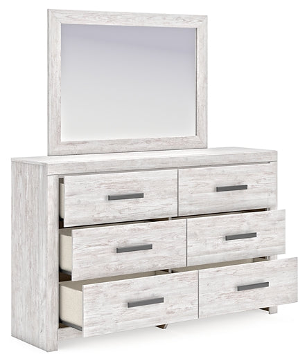 Cayboni Queen Panel Bed with Mirrored Dresser, Chest and 2 Nightstands