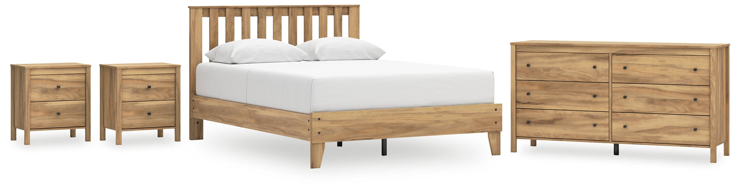 Bermacy Queen Platform Panel Bed with Dresser and 2 Nightstands