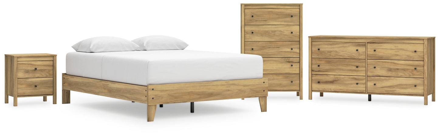 Bermacy Queen Platform Bed with Dresser, Chest and Nightstand