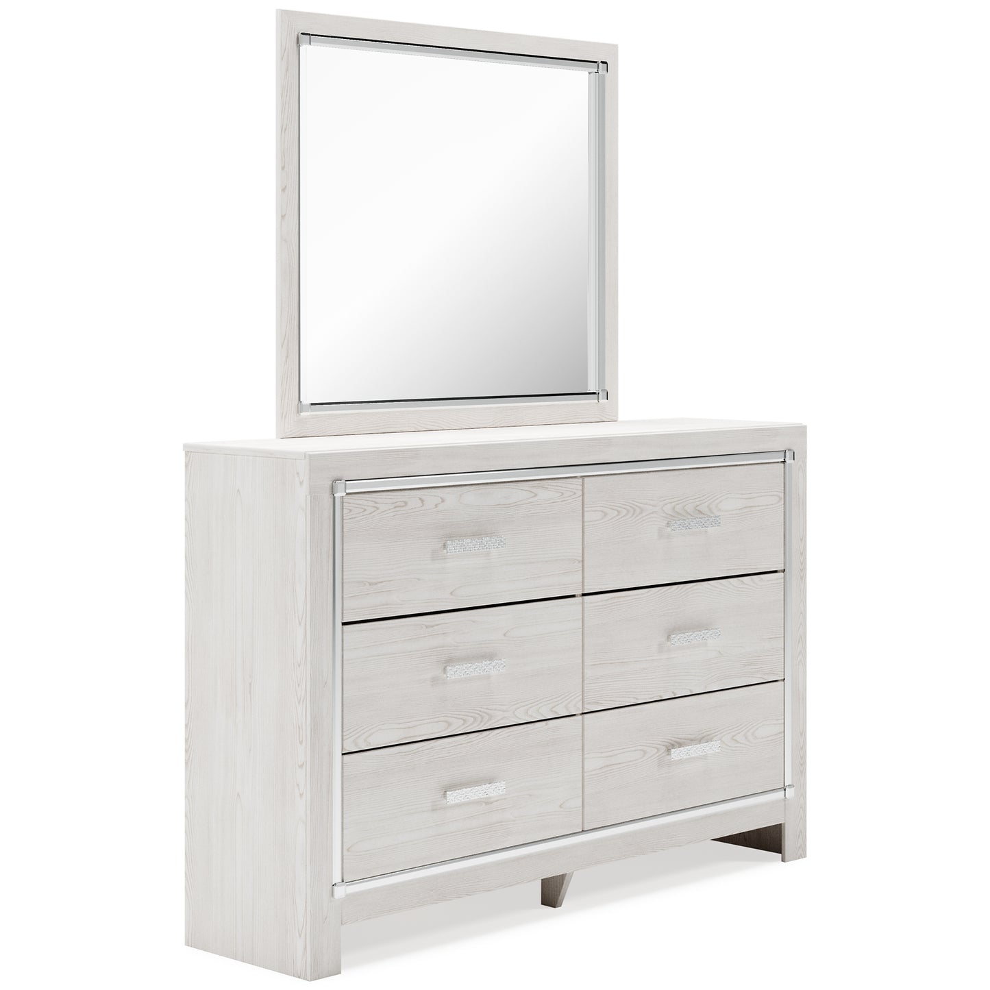 Altyra King Panel Bed with Mirrored Dresser, Chest and 2 Nightstands