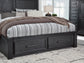 Foyland Queen Panel Storage Bed with Mirrored Dresser, Chest and 2 Nightstands