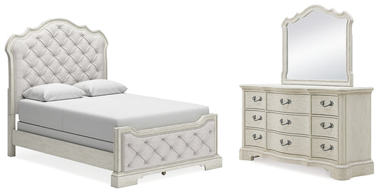 Arlendyne Queen Upholstered Bed with Mirrored Dresser