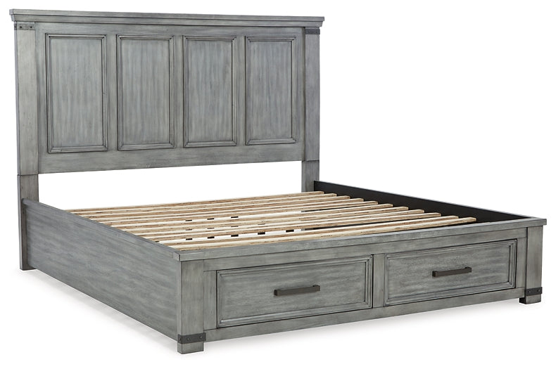 Russelyn California King Storage Bed with Mirrored Dresser