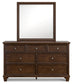 Danabrin California King Panel Bed with Mirrored Dresser, Chest and 2 Nightstands