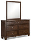 Danabrin California King Panel Bed with Mirrored Dresser, Chest and 2 Nightstands