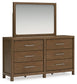 Cabalynn California King Upholstered Bed with Mirrored Dresser, Chest and 2 Nightstands